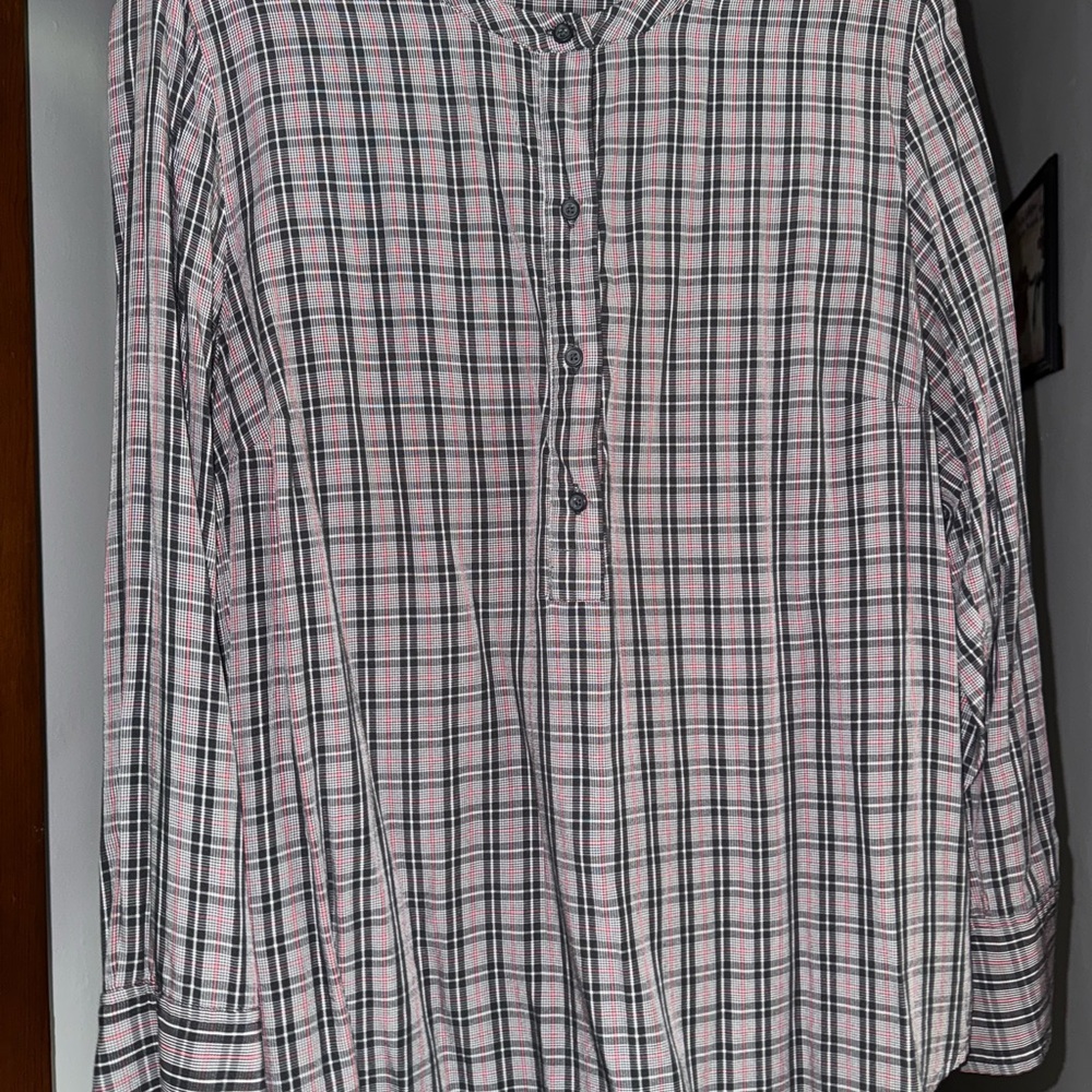 Women’s Pink and Black Plaid Shirt